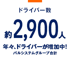 ドライバー数約2,900人 年々、ドライバーが増加中！パルシステムグループ合計